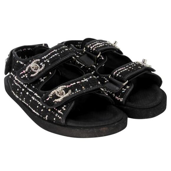 Chanel Turnlock 39 Tweed Leather Cc Dad Sandals CC-0712N-0001 - Picture 5 of 11